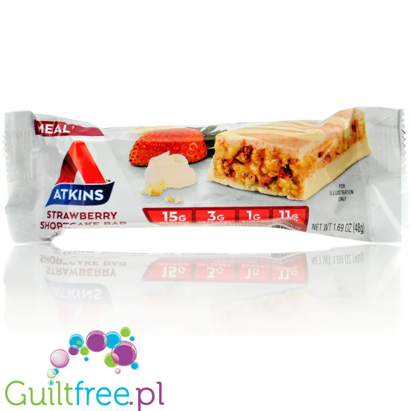 Atkins Meal Strawberry Shortcake - baton białkowy o smaku ciasta z truskawkami 15g białka & 190kcal