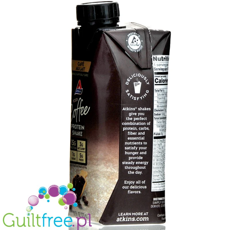 Atkins Iced Coffee RTD Protein Cafe Au Lait - gotowy kawowy koktajl proteinowy z witaminami - Image 5