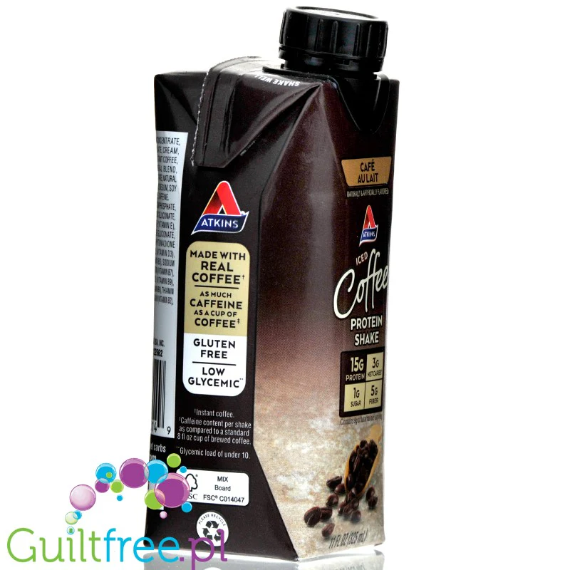 Atkins Iced Coffee RTD Protein Cafe Au Lait - gotowy kawowy koktajl proteinowy z witaminami - Image 6