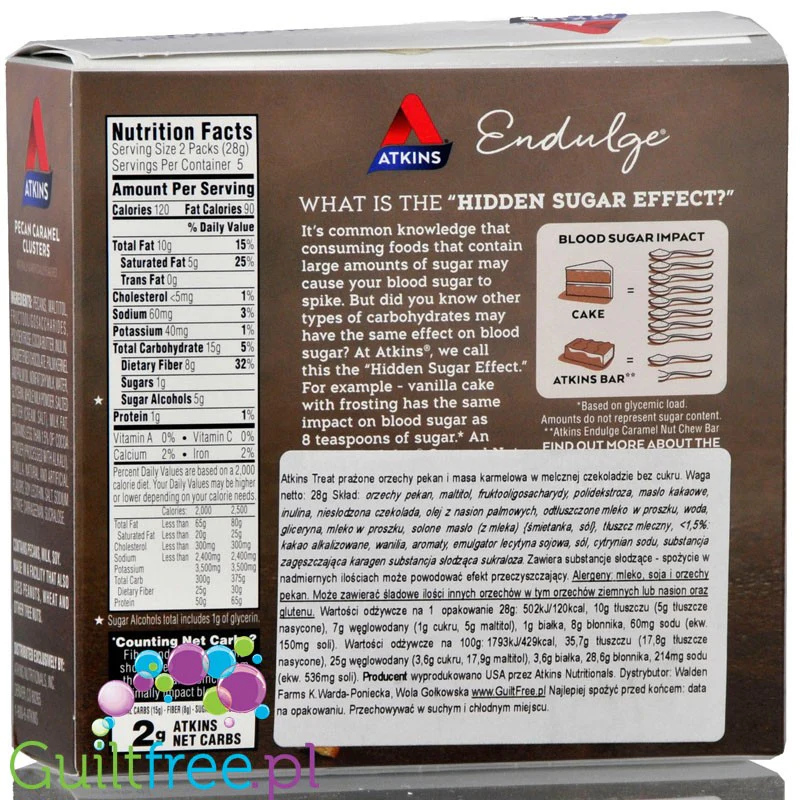 Atkins Endulge Pecan Caramel Clusters -orzechy pekan & karmel w czekoladzie PUDEŁKO - Image 3