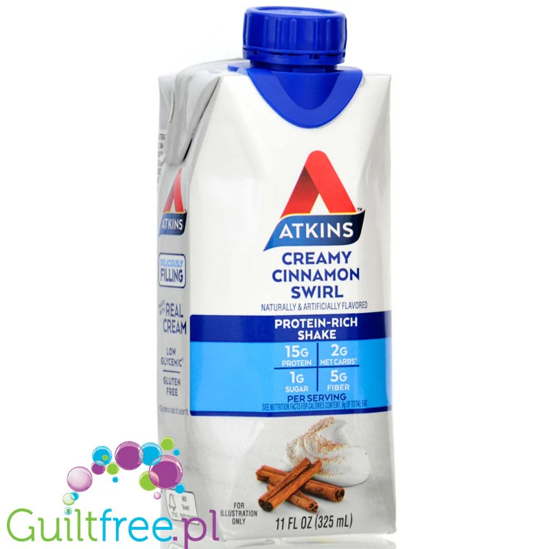 Atkins RTD Protein Shake, Creamy Cinnamon Swirl - gotowy koktajl proteinowy z witaminami