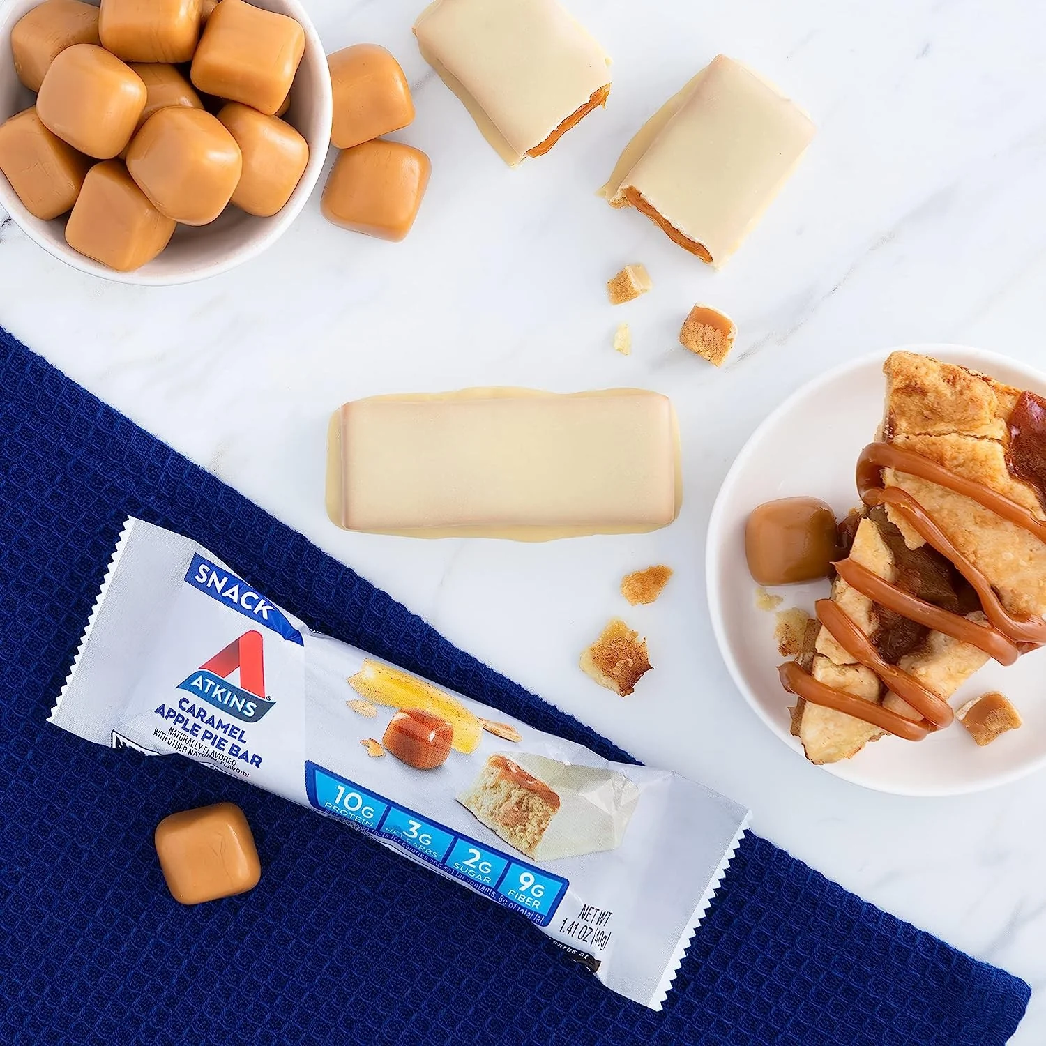 Atkins Snack Caramel Apple Pie PUDEŁKO x 5 batonów - baton proteinowy 150kcal & 10g białka bez maltitolu - Image 3