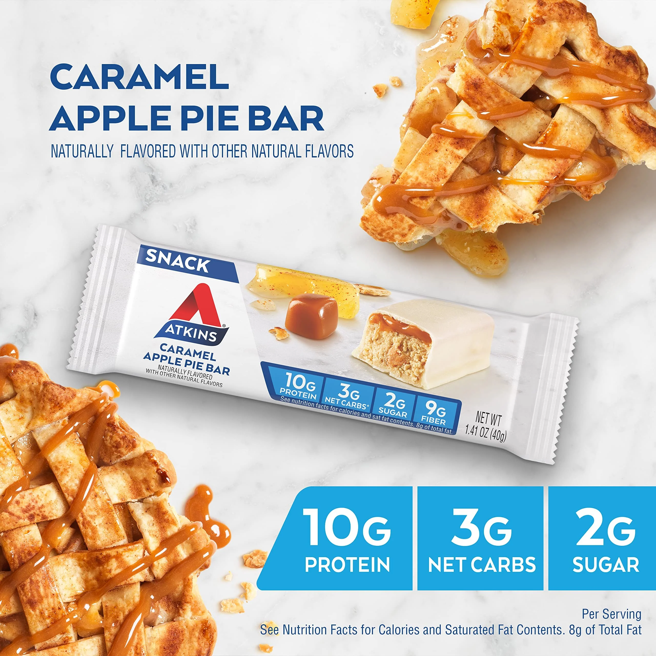 Atkins Snack Caramel Apple Pie PUDEŁKO x 5 batonów - baton proteinowy 150kcal & 10g białka bez maltitolu - Image 6