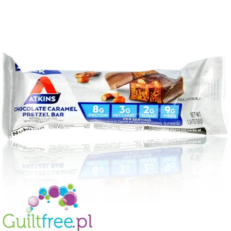 Atkins Snack Chocolate Caramel Pretzel PUDEŁKO x 5 batonów - niskocukrowy baton 150kcal & 8g białka - Image 6
