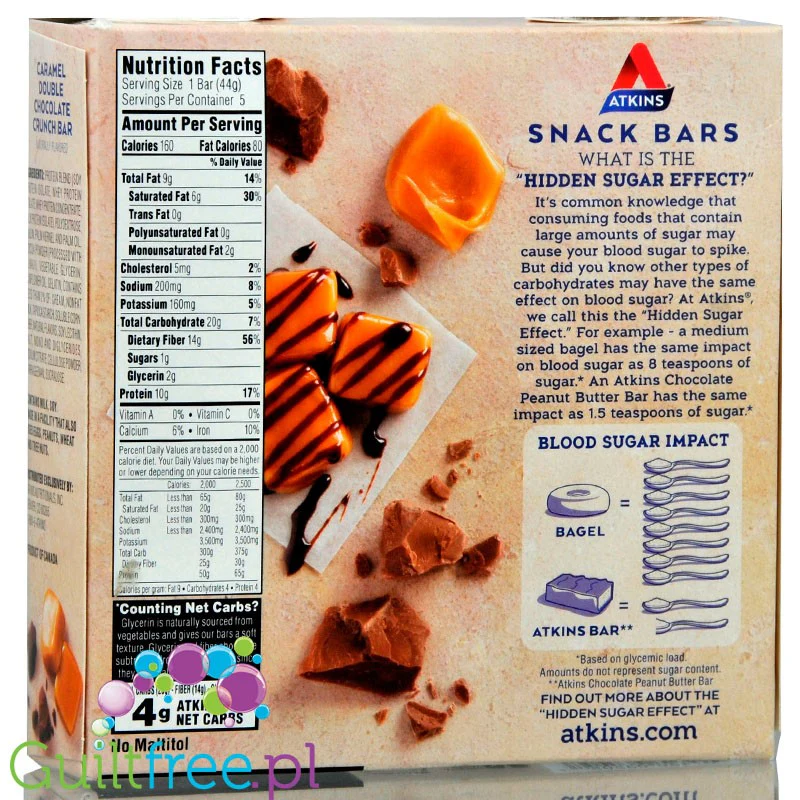 Atkins Snack Caramel Double Chocolate Crunch -Karmel & Mleczna Czekolada, baton białkowy - Image 4