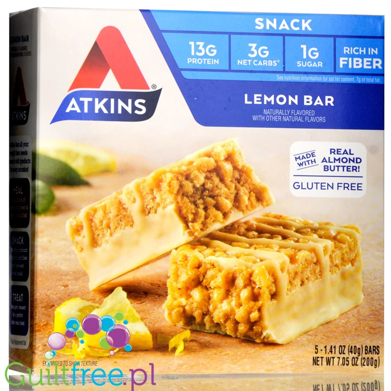 Atkins Snack Lemon Bar - niskocukrowy baton 150kcal & 13g białka bez maltitolu - Image 3