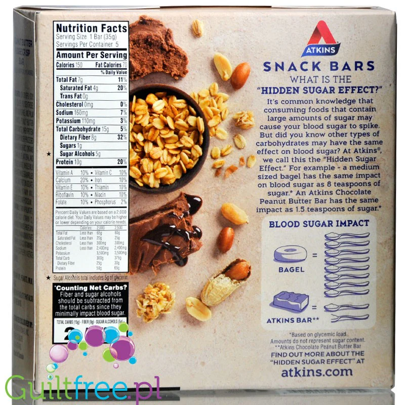Atkins Snack Peanut Butter Fudge Crisp - niskocukrowy baton 12g białka - Image 2