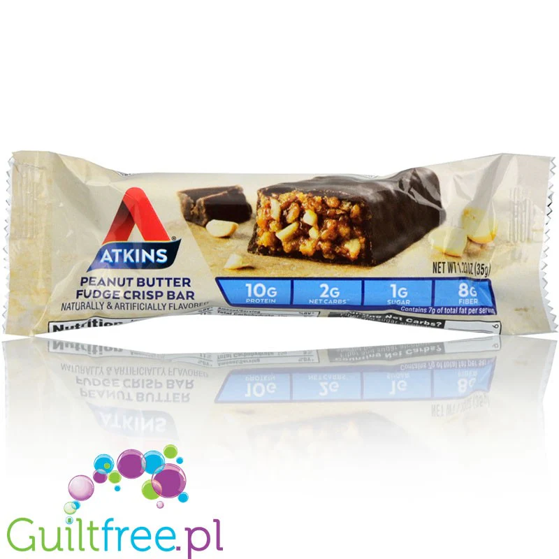 Atkins Snack Peanut Butter Fudge Crisp - niskocukrowy baton 12g białka, pudełko x 5 batonów - Image 3