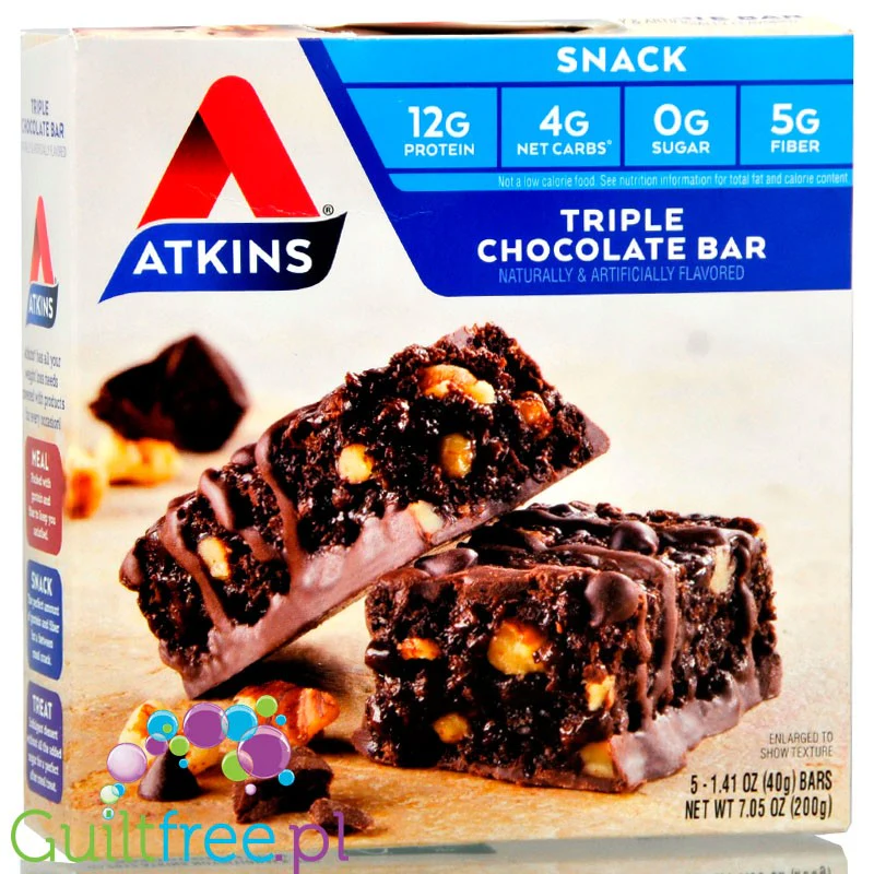 Atkins Snack Triple Chocolate - baton Potrójna Czekolada, baton 12g białka, 4g węglowodanów - Image 4