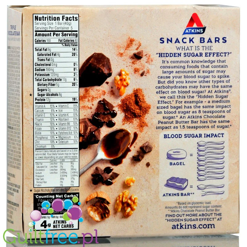 Atkins Snack Triple Chocolate - PUDEŁKO x 5 BATONÓW - Image 3