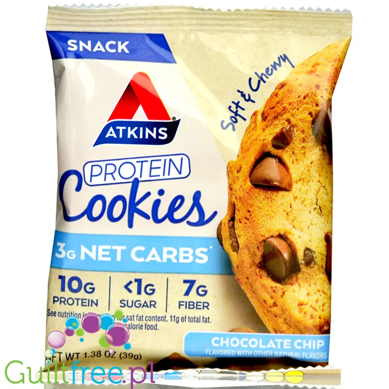 Atkins Snack Protein Cookie, Chocolate Chip - keto ciastka proteinowe z czekoladą, pudełko x 4szt - Image 4