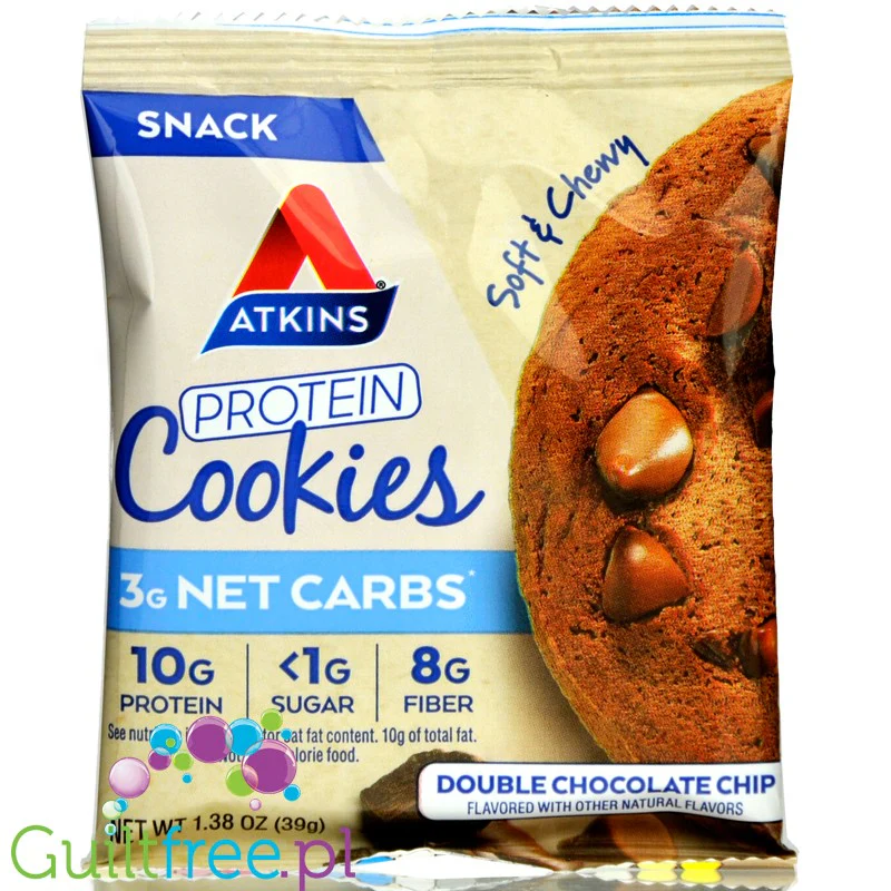 Atkins Snack Protein Cookie, Double Chocolate Chip - czekoladowe keto ciastka proteinowe, pudełko x 4szt - Image 4