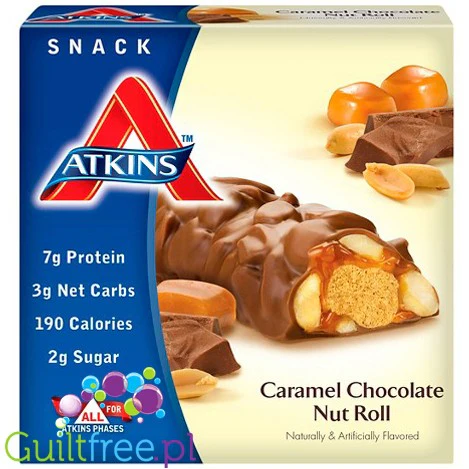 Atkins Snack Caramel Chocolate Nut Roll - PUDEŁKO x 5 batonów - Image 2