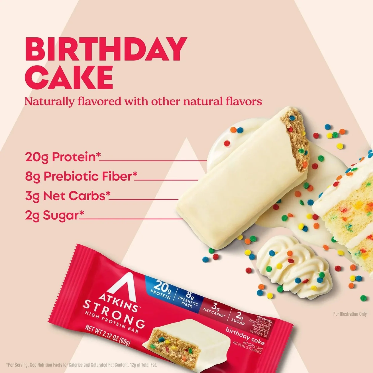 Atkins Strong Birthday Cake PUDEŁKO x 4 BATONY - baton białkowy z masłem migdałowym, bez maltitolu - Image 3
