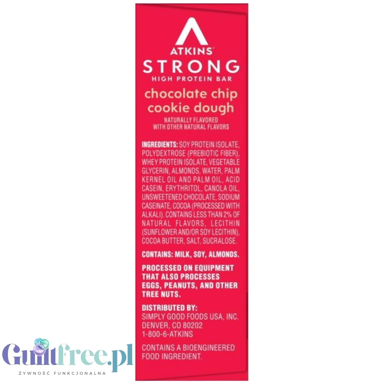 Atkins Strong Chocolate Chip Cookie Dough - baton proteinowy20g białka, bez maltitolu - Image 3