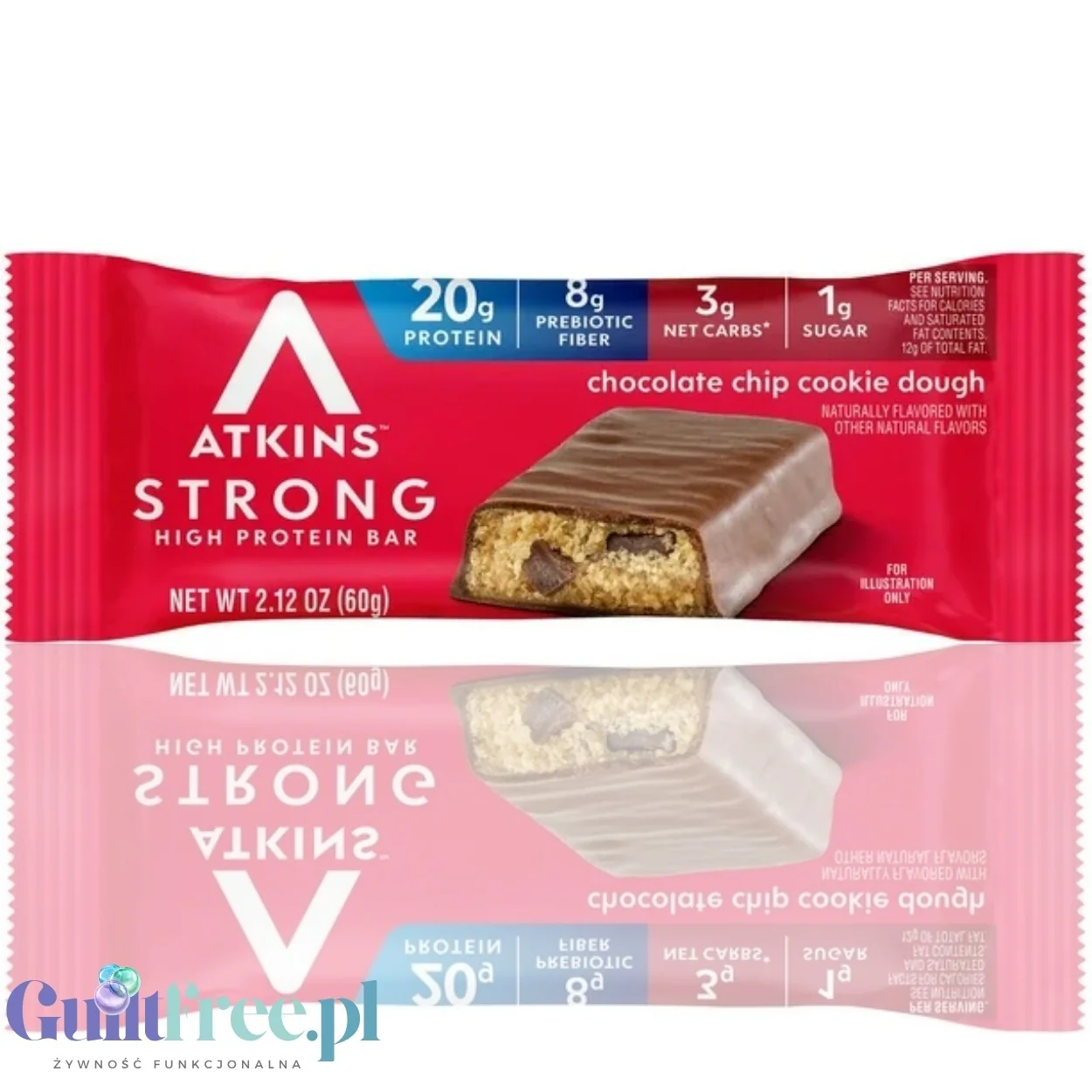Atkins Strong Chocolate Chip Cookie Dough PUDEŁKO x 4 BATONY - baton proteinowy20g białka, bez maltitolu - Image 2