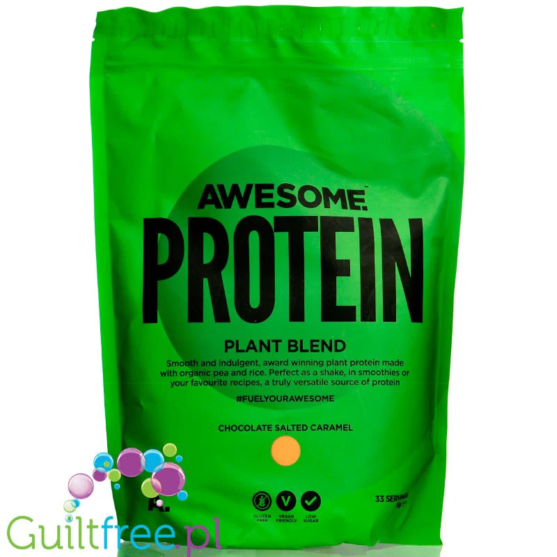 Awesome Vegan Protein Chocolate Salted Caramel 1KG - wegańska odżywka białkowa bez soi i glutenu