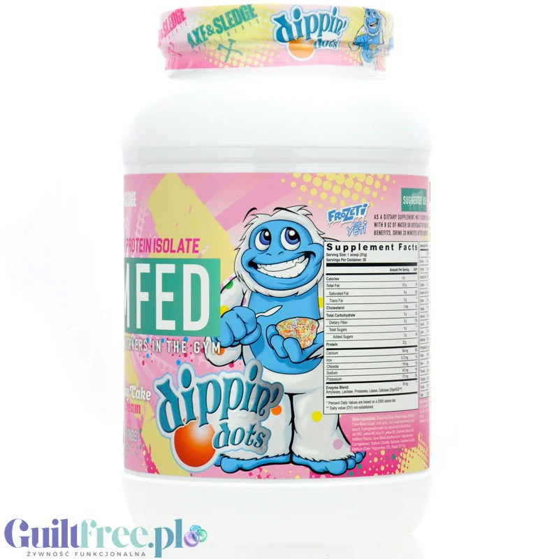 Axe & Sledge Farm Fed, Dippin' Dots Birthday Cake Ice Cream - bajecznie pyszna odżywka białkowa 100% WPI, 22g białka - Image 4
