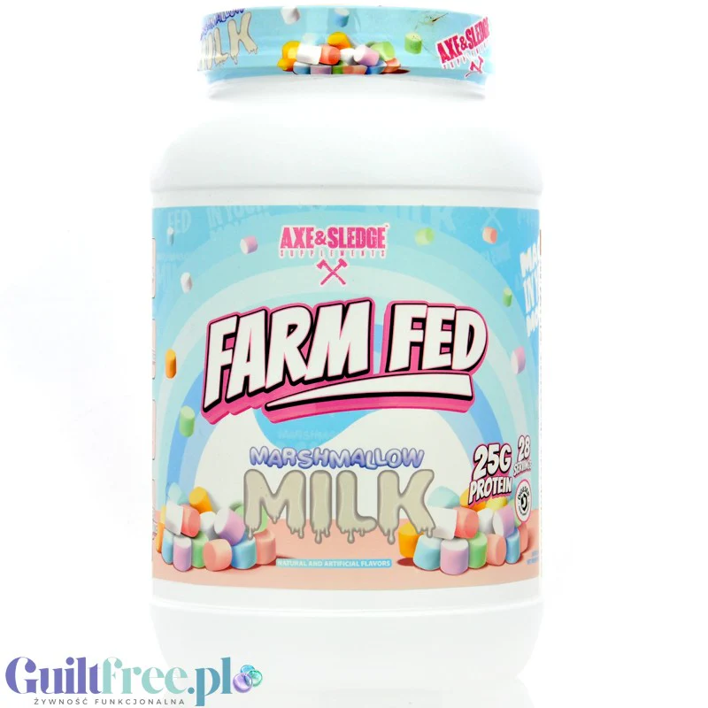 Axe & Sledge Farm Fed, Marshmallow Milk - bezkompromisowa odżywka białkowa 100% WPI, 25g białka & 100kcal