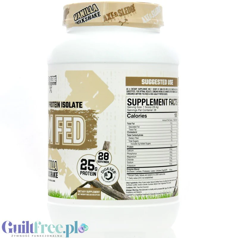 Axe & Sledge Farm Fed, Vanilla Milkshake - bezkompromisowa odżywka białkowa 100% WPI, 25g białka & 100kcal - Image 5