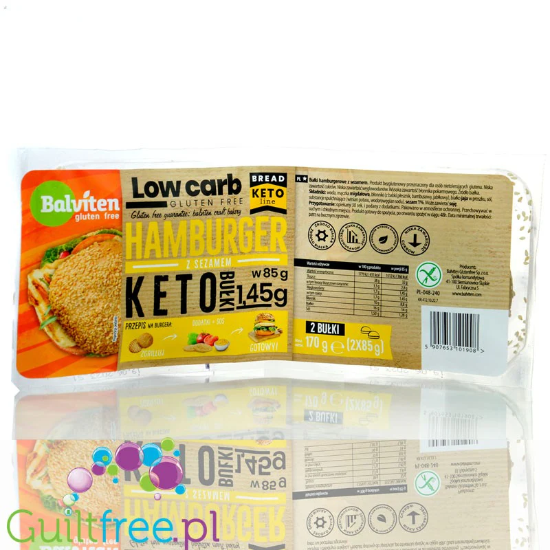 Balviten bezglutenowe KETO bułki hamburgerowe z sezamem 1,45g węglowodanów