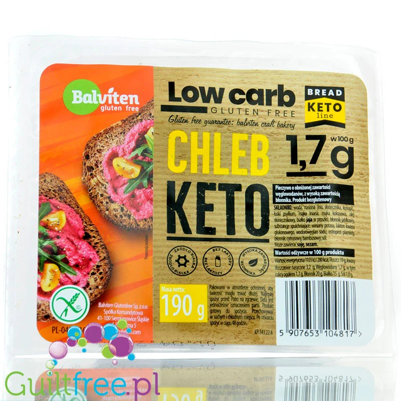 Balviten bezglutenowy KETO chleb błonnikowy z lnem i bambusem, krojony, 1,7g węglowodanów
