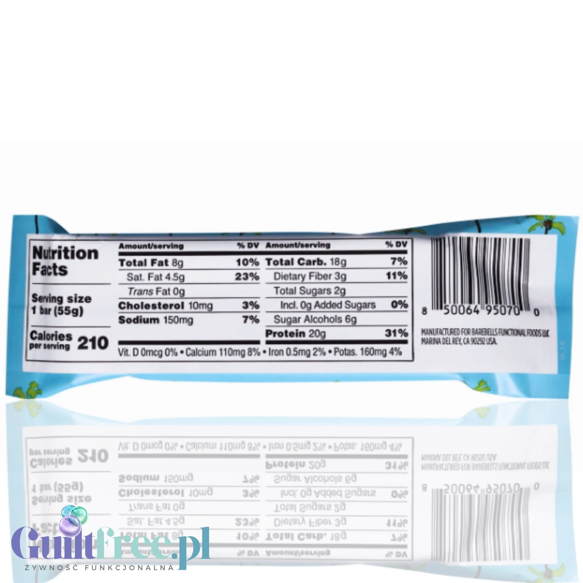 Barebells Protein Bar Coco Caramel Almond USA -  baton proteinowy migdałowo-kokosowy z karmelem i czekoladą - Image 3