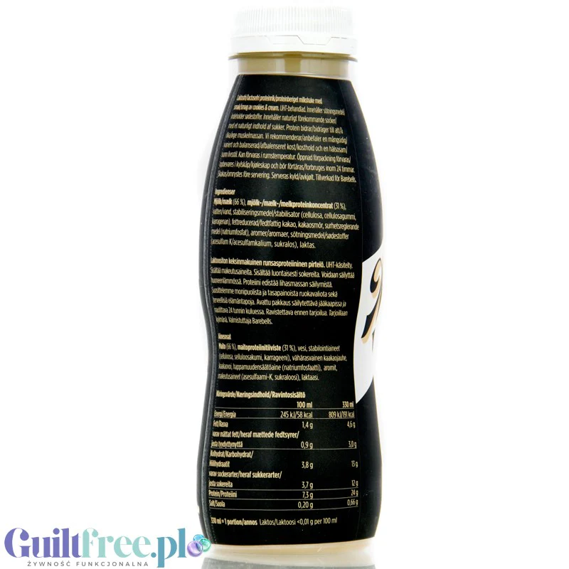 Barebells Shake Cookies & Cream - gotowy szejk białkowy 24g białka, smak Ciasteczka z Kremem - Image 2