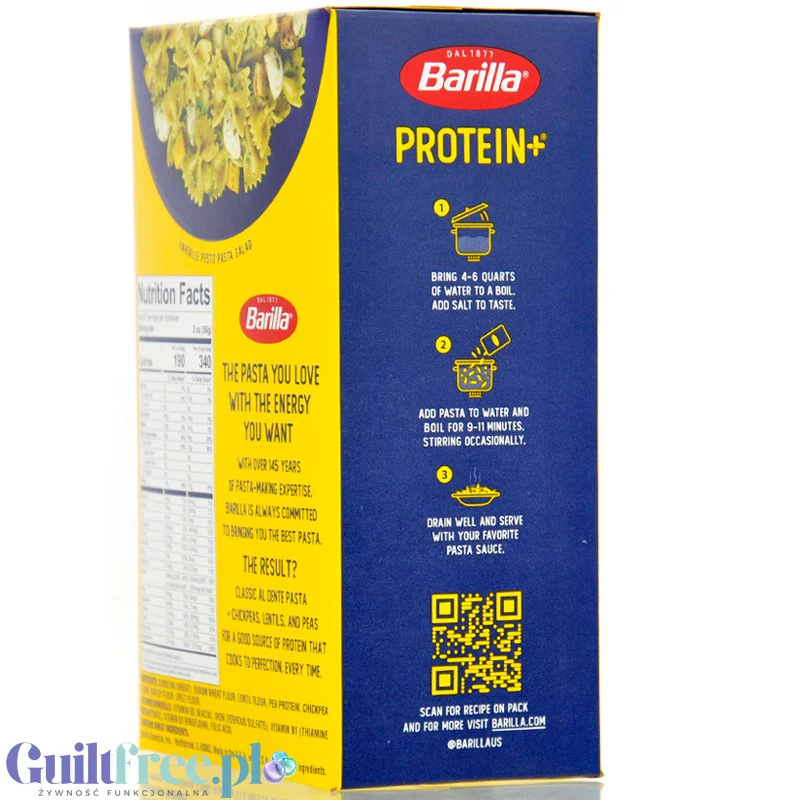 Barilla Protein+ Farfalle - makaron proteinowy z białkiem grochu, ciecierzycy i witaminami, Kokardki - Image 4