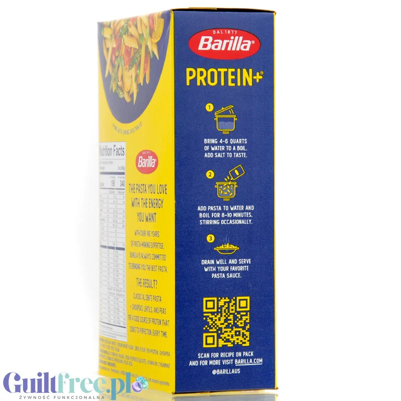 Barilla Protein+ Penne - makaron proteinowy z białkiem grochu, ciecierzycy i witaminami, Pióra - Image 3