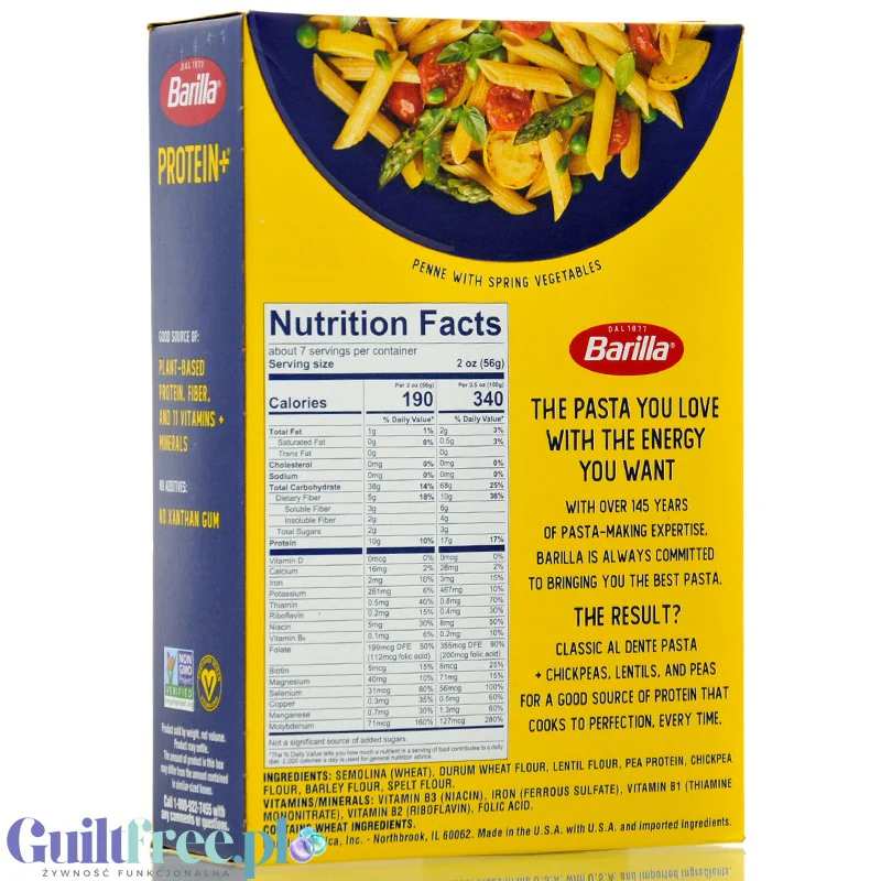 Barilla Protein+ Penne - makaron proteinowy z białkiem grochu, ciecierzycy i witaminami, Pióra - Image 4