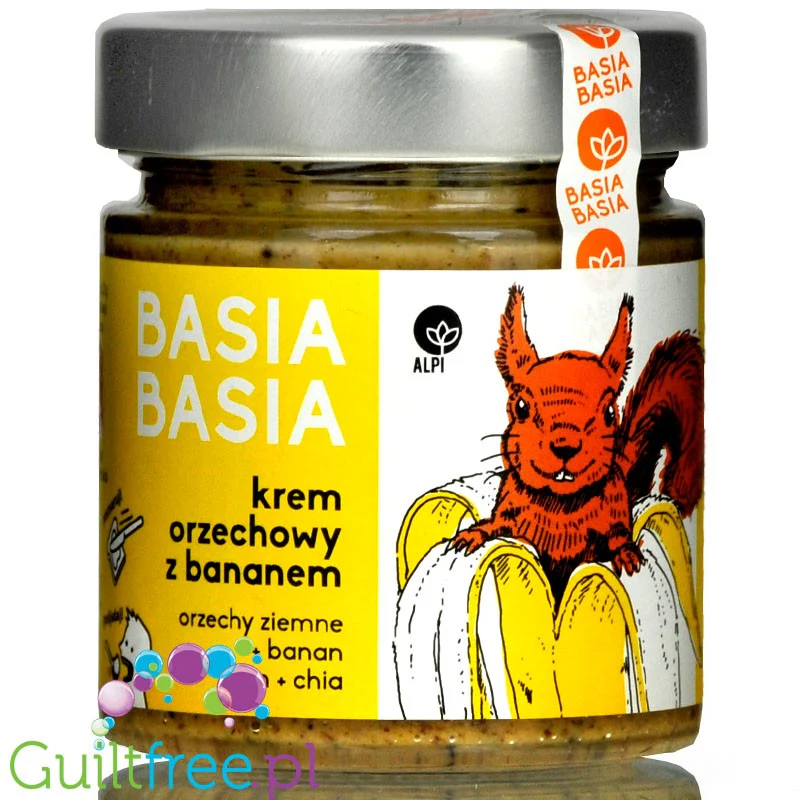 Basia Basia krem orzechowy z bananem - pasta arachidowa z bio bananem, lnem i chia