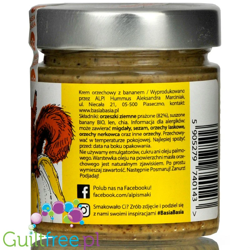 Basia Basia krem orzechowy z bananem - pasta arachidowa z bio bananem, lnem i chia - Image 3