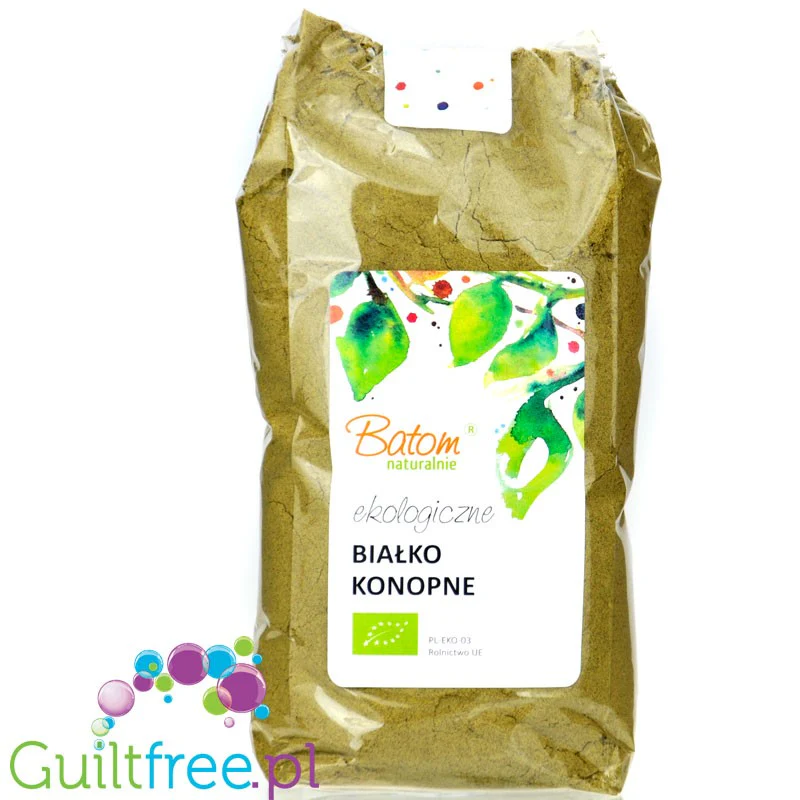 Batom Białko Konopne 0,5KG - czyste organiczne białko konopne bez słodzików i aromatów, 50% białka