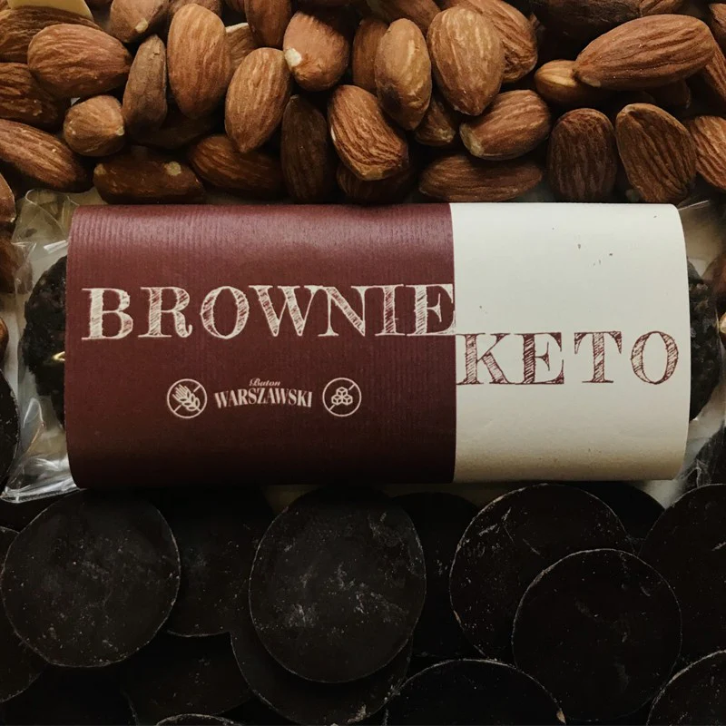 Baton Warszawski, Brownie Keto - ketogeniczny baton na bazie mąki migdałowej i bezcukrowej gorzkiej czekolady - Image 2