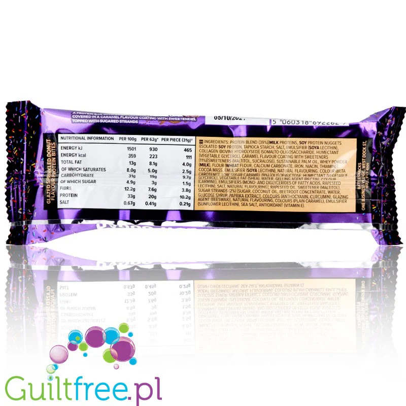 Battle Bites Glazed Sprinkled Donut - baton 20g białka, smak Pączek Karmelowy & Truskawka - Image 5