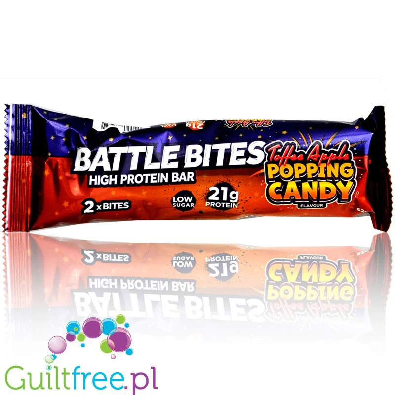 Battle Bites Toffee Apple Popping Candy - podwójny baton proteinowy ze strzelającą posypką - Image 2