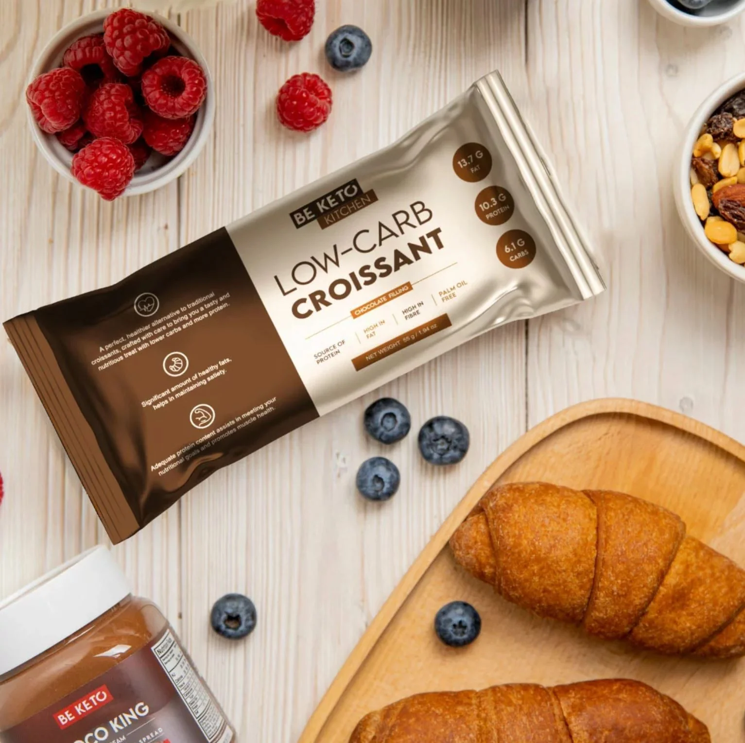 BeKeto  Low-Carb Croissant Chocolate Filling -  keto rogalik z nadzieniem czekoladowym 6,1g węglowodanów, 10,3g białka - Image 2