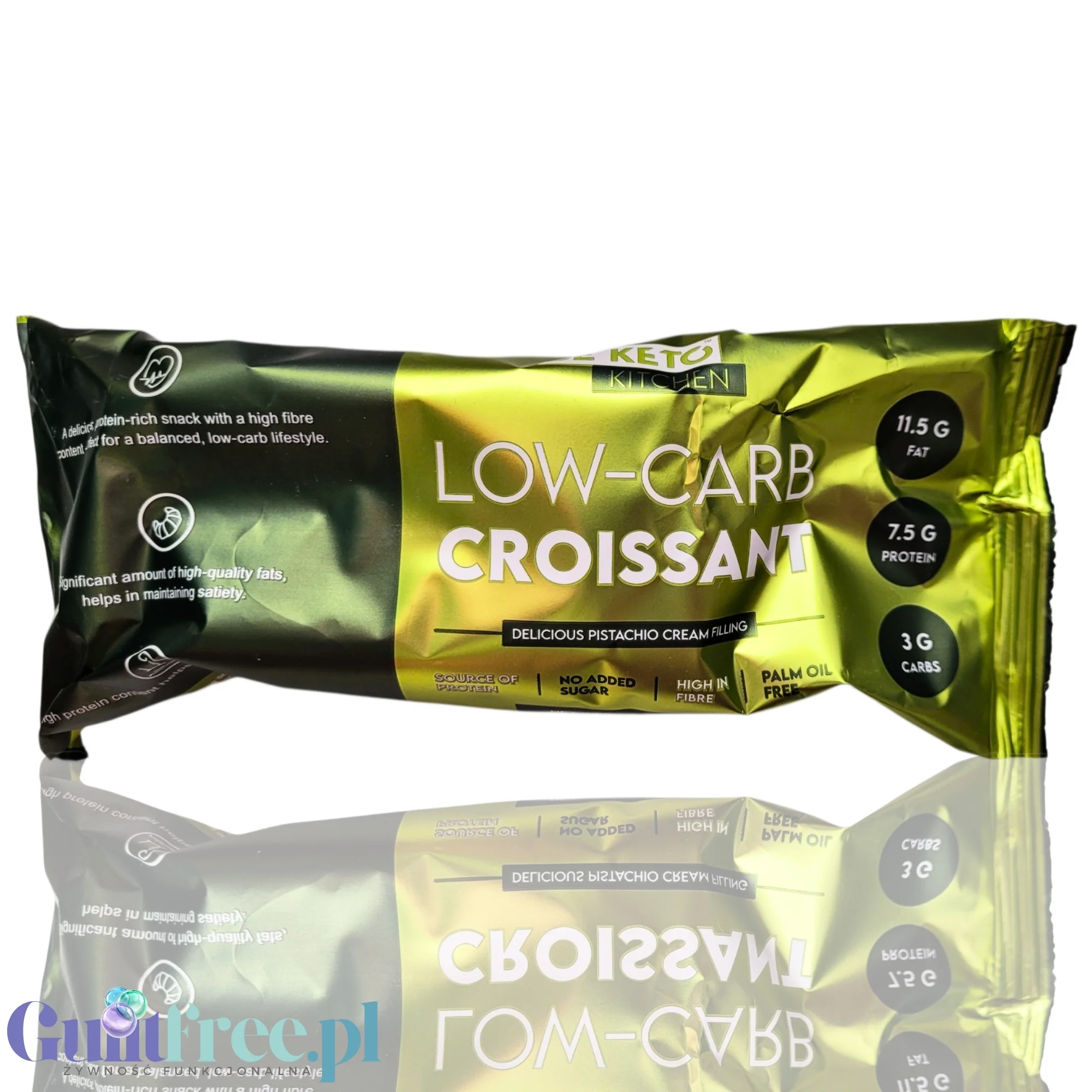 BeKeto Low-Carb Croissant Pistachio Cream Filling - keto rogalik z nadzieniem pistacjowym 3g węglowodanów, 7,5g białka