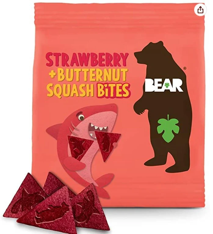 Bear Shark Bites Truskawka & Dynia Piżmowa przekąska 100% owoców & warzyw 5 x 18g - Image 6