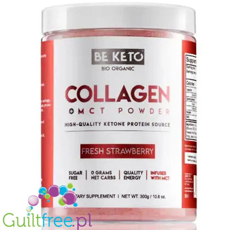 BeKeto™ Collagen + MCT (Fresh Strawberry) - kolagen & MCT w proszku z erytrolem - Image 2