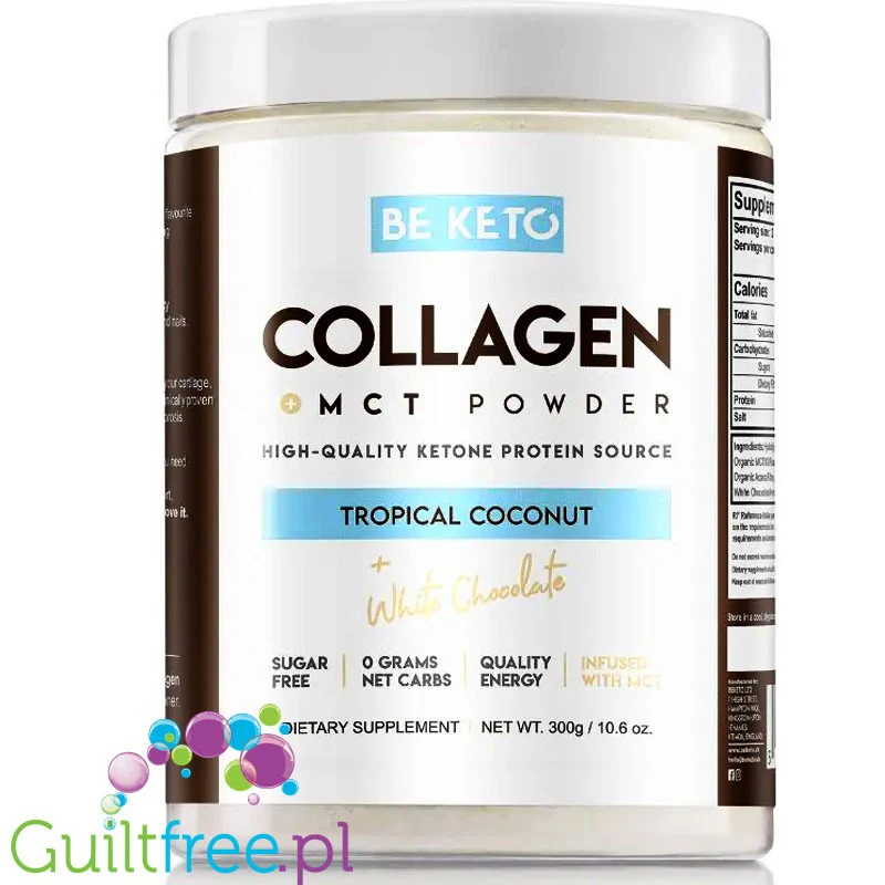 BeKeto™ Collagen + MCT (Tropical Coconut & White Chocolate) - kolagen & MCT w proszku z erytrolem - Image 2