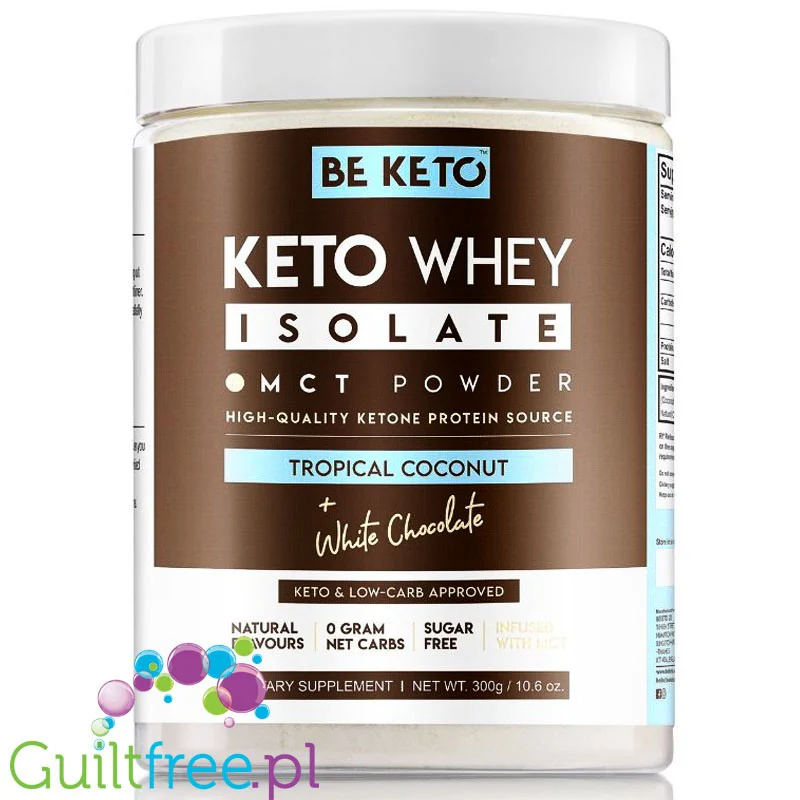 BeKeto™ Whey Isolate + MCT Coconut & White Choco - Białko Izolat z MCT o smaku kokos z białą czekoladą, keto odżywka białkowe - Image 2