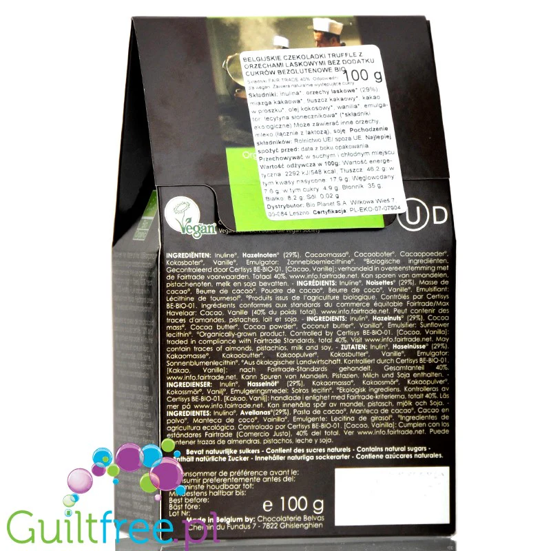 Belvas Hazelnut Truffles wegańskie bio praliny orzechowe bez dodatku cukru i bez słodzików - Image 4