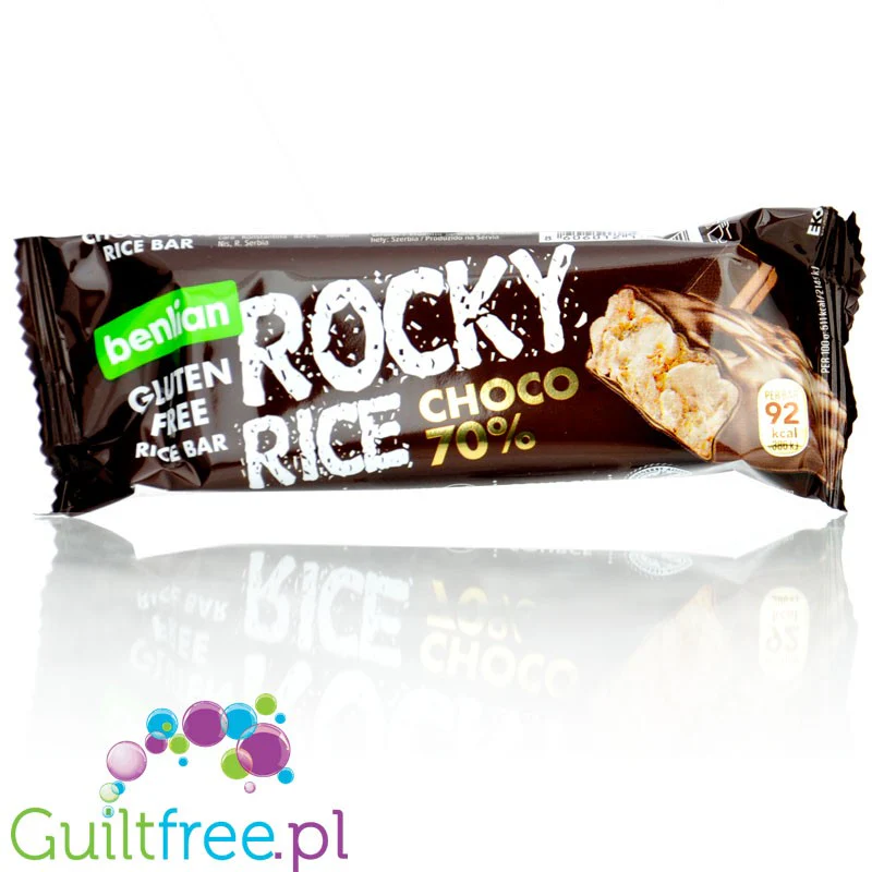 Benlian Rocky Rice Choco 70% 93 kcal - bezglutenowy baton z brązowego ryżu w ciemnej czekoladzie