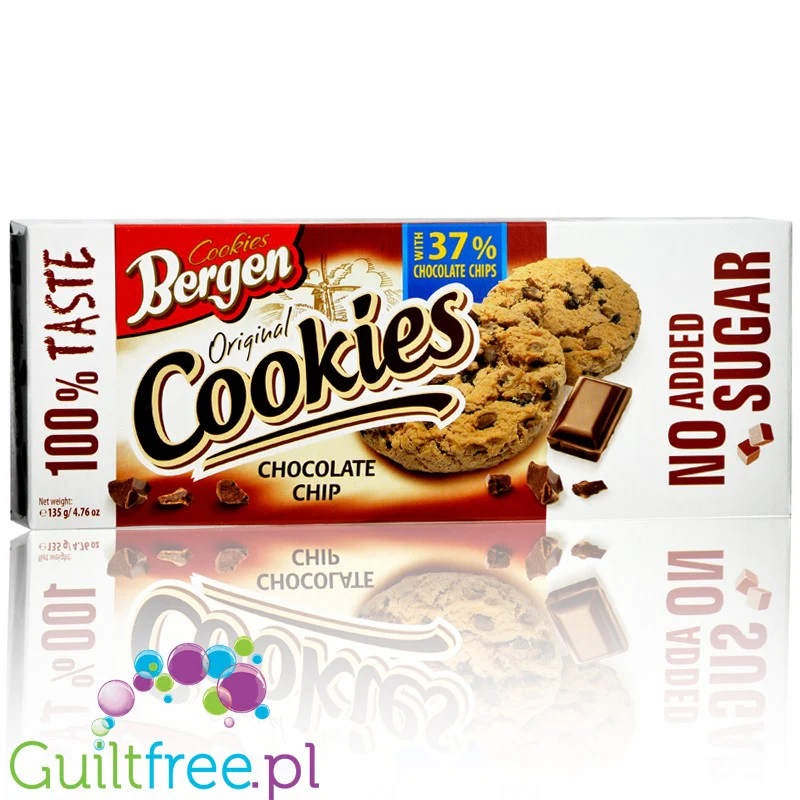 Bergen Chocolate Chip ciasteczka bez dodatku cukru z kawałkami czekolady