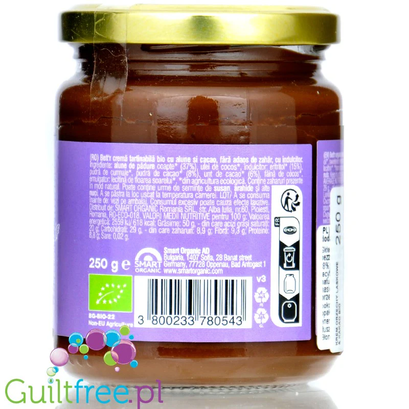 Bett'r Hazelnut Cocoa Spread - wegański krem czekoladowo-orzechowy bez cukru z erytrolem - Image 3