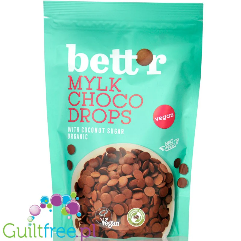Bett'r Mylk Choco Drops - wegańskie, organiczne kropelki z czekolady z cukrem kokosowym
