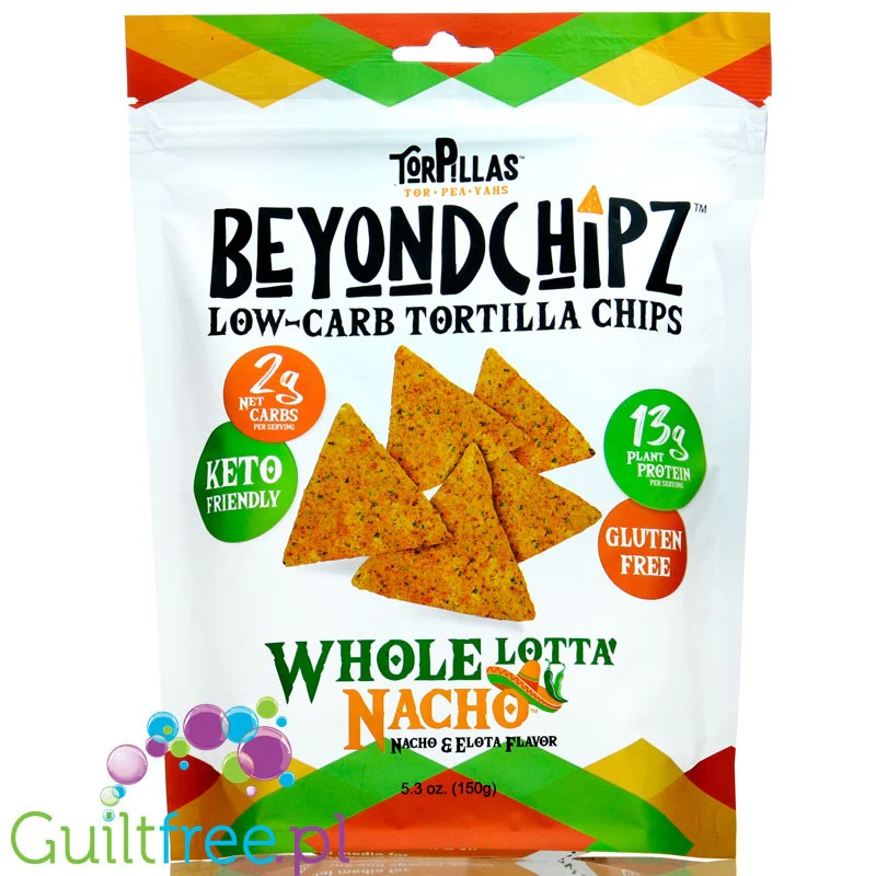 BeyondChipz Torpillas Whole Lotta' Nacho - keto chrupki tortilla śmietanowe z Cheddarem 13g białka