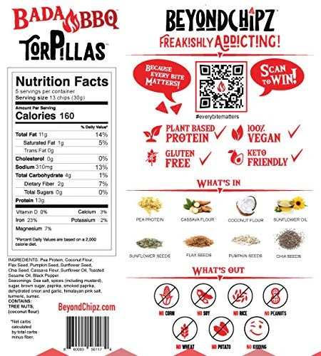 BeyondChipz Torpillas Bada BBQ - wegańskie keto chrupki tortilla - Image 3